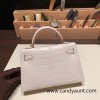 Hermes kelly20 Matte Mini Kelly Alligateor crocodile 89 /Black (Noir) Gold Hardware Full Handmade kellymini-110