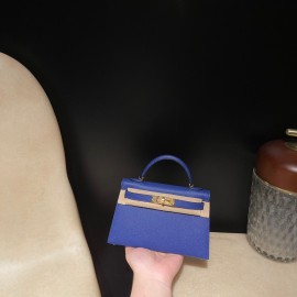 Gold Hardware7T/ Blue Electric  Epsom   Full Handmade   Kelly mini 