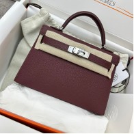 Silver Hardware   55/ Rouge H     Chevre  Full Handmade   Kelly mini   