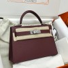 Silver Hardware   55/ Rouge H     Chevre  Full Handmade   Kelly mini   