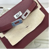 Silver Hardware   55/ Rouge H     Chevre  Full Handmade   Kelly mini   