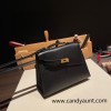89/Black (Noir)   Gold Hardware  Double-Sided Kelly Irregular Design Veau Epson