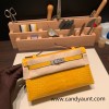  9D /Jaune Ambre Silver Hardware  kelly pochette  Alligateor