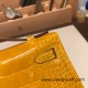 Hermes Kelly pochette Alligateor 9D /Jaune Ambre Silver Hardware Pochette--002