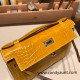 Hermes Kelly pochette Alligateor 9D /Jaune Ambre Silver Hardware Pochette--002 Hermes Kelly pochette Alligateor 9D /Jaune Ambre Silver Hardware Pochette--002