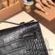 Hermes Kelly pochette Matte Alligateor 89 /Black (Noir) Silver Hardware Pochette--003 Hermes Kelly pochette Matte Alligateor 89 /Black (Noir) Silver Hardware Pochette--003