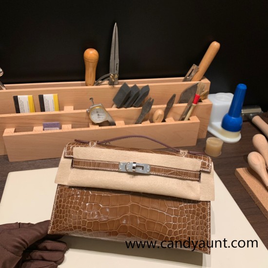 Hermes Kelly pochette Crocodile 17 / Ficelle Silver Hardware Pochette--004 Hermes Kelly pochette Crocodile 17 / Ficelle Silver Hardware Pochette--004