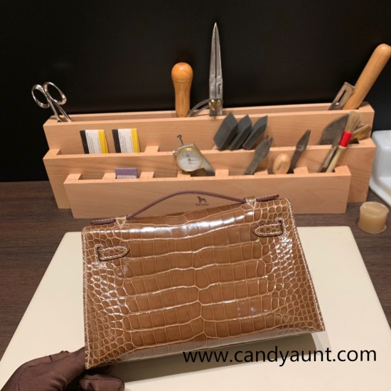 Hermes Kelly pochette Crocodile 17 / Ficelle Silver Hardware Pochette--004 Hermes Kelly pochette Crocodile 17 / Ficelle Silver Hardware Pochette--004