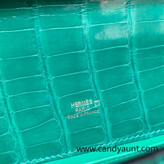Hermes Kelly pochette Crocodile Alligator 6Q/ Vert Emeraude Gold Hardware Pochette--005 Hermes Kelly pochette Crocodile Alligator 6Q/ Vert Emeraude Gold Hardware Pochette--005