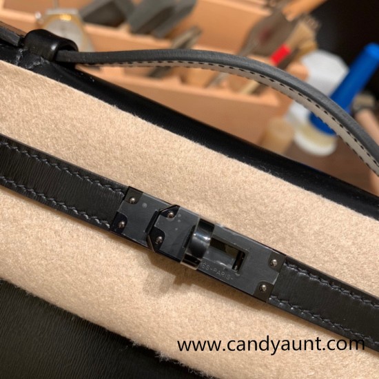Hermes Kelly pochette box 89 /Black (Noir) Black Hardware Pochette--006 Hermes Kelly pochette box 89 /Black (Noir) Black Hardware Pochette--006