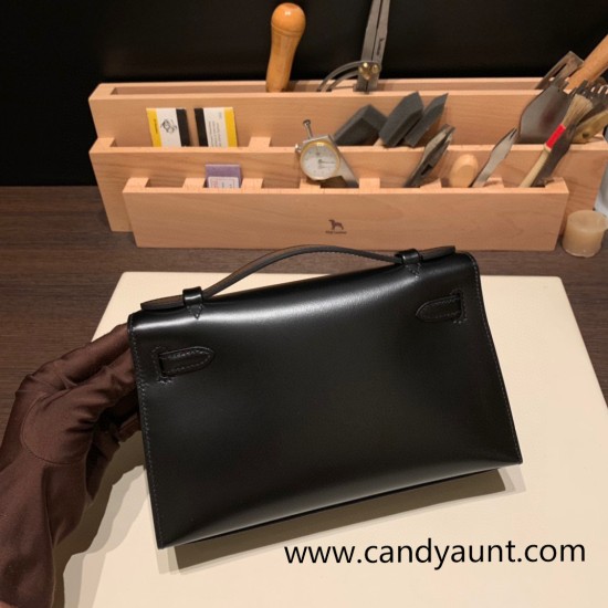 Hermes Kelly pochette box 89 /Black (Noir) Black Hardware Pochette--006 Hermes Kelly pochette box 89 /Black (Noir) Black Hardware Pochette--006