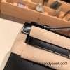 89/ Black (Noir) Silver Hardware  kelly pochette  box 