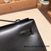 89/ Black (Noir) Silver Hardware  kelly pochette  box 