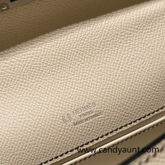 Hermes Kelly pochette Epsom 10/ Craie & 89 /Black (Noir) Silver Hardware Pochette--009 Hermes Kelly pochette Epsom 10/ Craie & 89 /Black (Noir) Silver Hardware Pochette--009