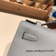 Hermes Kelly pochette epsom 4Z /Gris Mouette Silver Hardware Pochette--010 Hermes Kelly pochette epsom 4Z /Gris Mouette Silver Hardware Pochette--010