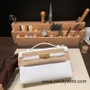  01 /White (Blanc) Gold Hardware  kelly pochette  Epsom 