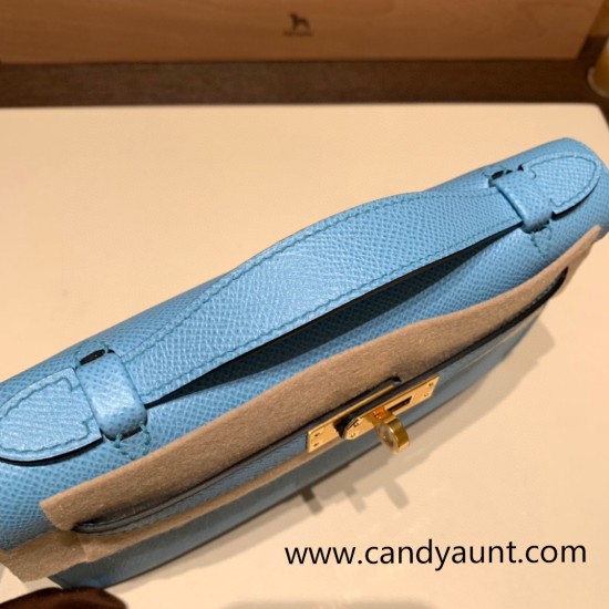 Hermes Kelly pochette epsom 7N /Celeste Gold Hardware Pochette--012 Hermes Kelly pochette epsom 7N /Celeste Gold Hardware Pochette--012