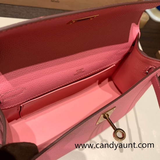 Hermes Kelly pochette Epsom 1Q/Rose Confetti Roseglod Hardware Pochette--013 Hermes Kelly pochette Epsom 1Q/Rose Confetti Roseglod Hardware Pochette--013