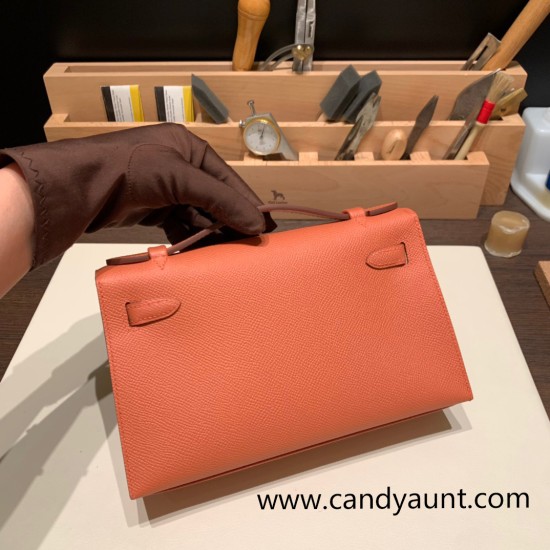 Hermes Kelly pochette Epsom 3L /Rose Tea Silver Hardware Pochette--014 Hermes Kelly pochette Epsom 3L /Rose Tea Silver Hardware Pochette--014