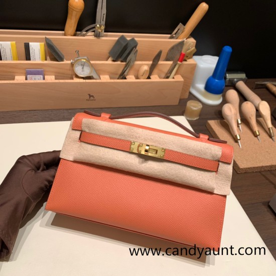 Hermes Kelly pochette Epsom 3L /Rose Tea Gold Hardware Pochette--015 Hermes Kelly pochette Epsom 3L /Rose Tea Gold Hardware Pochette--015
