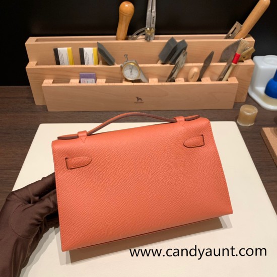 Hermes Kelly pochette Epsom 3L /Rose Tea Gold Hardware Pochette--015 Hermes Kelly pochette Epsom 3L /Rose Tea Gold Hardware Pochette--015