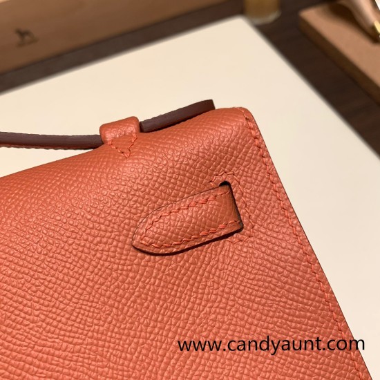 Hermes Kelly pochette Epsom 3L /Rose Tea Gold Hardware Pochette--015 Hermes Kelly pochette Epsom 3L /Rose Tea Gold Hardware Pochette--015