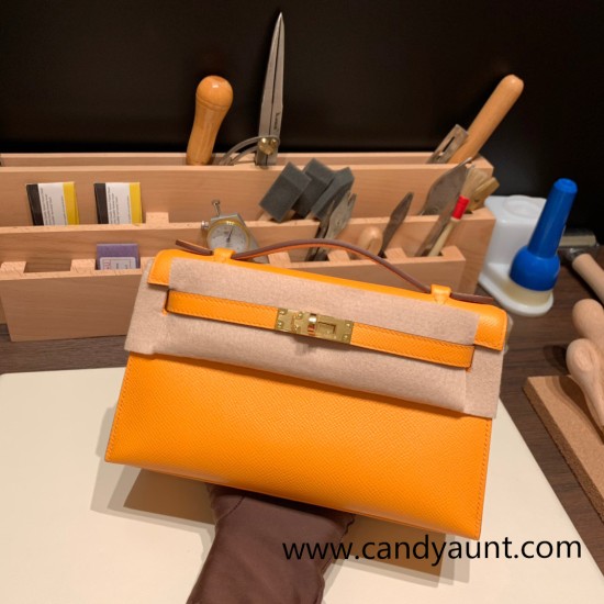 Hermes Kelly pochette Epsom 9H/Soleil Gold Hardware Pochette--016 Hermes Kelly pochette Epsom 9H/Soleil Gold Hardware Pochette--016