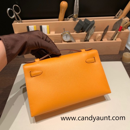 Hermes Kelly pochette Epsom 9H/Soleil Gold Hardware Pochette--017 Hermes Kelly pochette Epsom 9H/Soleil Gold Hardware Pochette--017