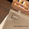  18/Étoupe Grey Silver Hardware  kelly pochette  Epsom 