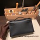 Hermes Kelly pochette swift 89 /Black (Noir) Silver Hardware Pochette--029 Hermes Kelly pochette swift 89 /Black (Noir) Silver Hardware Pochette--029