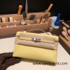  1Z /Jaune Poussin  Silver Hardware いkelly pochette  swift 