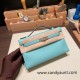 Hermes Kelly pochette swift 3P /Blue Atoll Silver Hardware Pochette--033 Hermes Kelly pochette swift 3P /Blue Atoll Silver Hardware Pochette--033