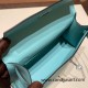 Hermes Kelly pochette swift 3P /Blue Atoll Silver Hardware Pochette--033 Hermes Kelly pochette swift 3P /Blue Atoll Silver Hardware Pochette--033