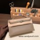 Hermes Kelly pochette swift 18 /Étoupe Grey (Étoupe) Silver Hardware Pochette--036 Hermes Kelly pochette swift 18 /Étoupe Grey (Étoupe) Silver Hardware Pochette--036