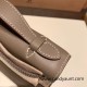 Hermes Kelly pochette swift 18 /Étoupe Grey (Étoupe) Silver Hardware Pochette--036 Hermes Kelly pochette swift 18 /Étoupe Grey (Étoupe) Silver Hardware Pochette--036