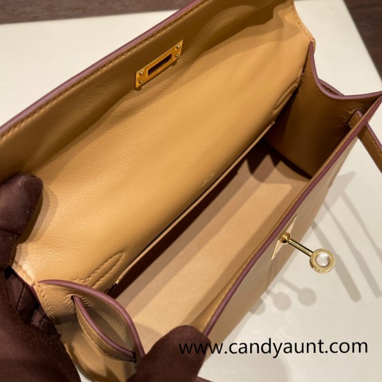 Hermes Kelly pochette swift 0M/Chai Gold Hardware Pochette--037 Hermes Kelly pochette swift 0M/Chai Gold Hardware Pochette--037