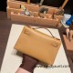 Hermes Kelly pochette swift 0M/Chai Silver Hardware Pochette--038 Hermes Kelly pochette swift 0M/Chai Silver Hardware Pochette--038