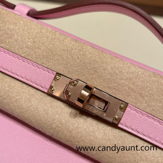 Hermes Kelly pochette swift X9/ Mauve Sylvestre Rosegold Hardware Pochette--039 Hermes Kelly pochette swift X9/ Mauve Sylvestre Rosegold Hardware Pochette--039