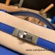 Hermes Kelly pochette swift 7T/ Blue Electric Silver Hardware Pochette--040 Hermes Kelly pochette swift 7T/ Blue Electric Silver Hardware Pochette--040