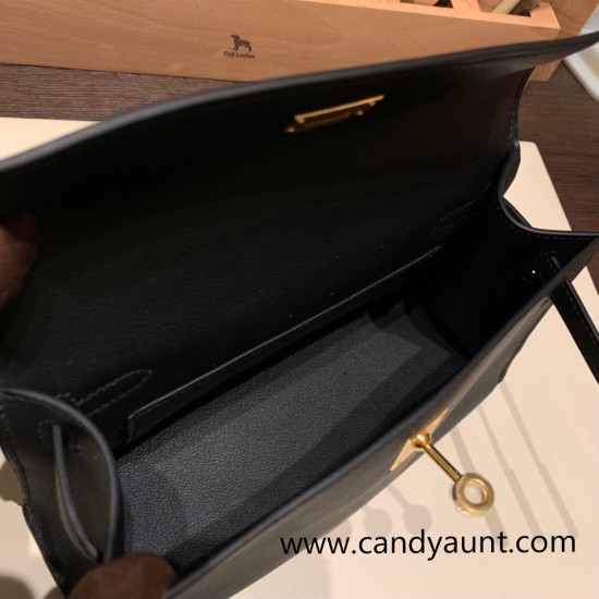 Hermes Kelly pochette swift 89/ Black (Noir) Gold Hardware Pochette--042 Hermes Kelly pochette swift 89/ Black (Noir) Gold Hardware Pochette--042