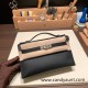 Hermes Kelly pochette swift 89/ Black (Noir) Silver Hardware Pochette--043 Hermes Kelly pochette swift 89/ Black (Noir) Silver Hardware Pochette--043