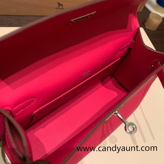 Hermes Kelly pochette swift 0D /Rose Mexico Silver Hardware Pochette--044 Hermes Kelly pochette swift 0D /Rose Mexico Silver Hardware Pochette--044