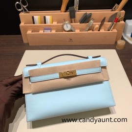  7R /Azur Gold Hardware kelly pochette  swift 