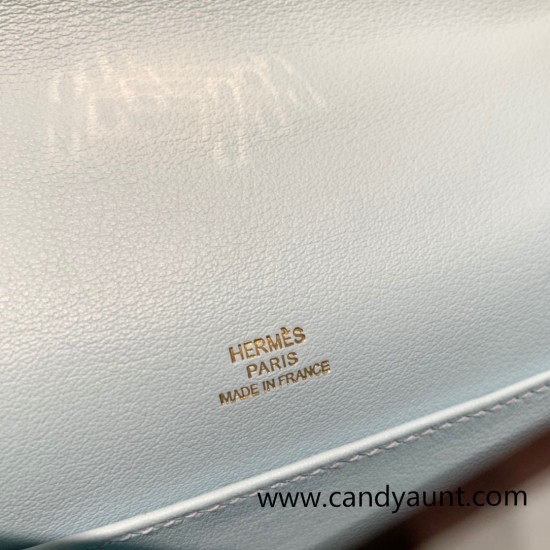 Hermes Kelly pochette swift 7R /Azur Gold Hardware Pochette--047 Hermes Kelly pochette swift 7R /Azur Gold Hardware Pochette--047