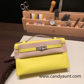  9R/ Lime Silver Hardware kelly pochette  swift 