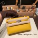 Hermes Kelly pochette swift 9D /Jaune Ambre Silver Hardware Pochette--049 Hermes Kelly pochette swift 9D /Jaune Ambre Silver Hardware Pochette--049