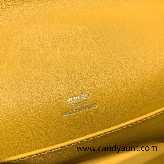 Hermes Kelly pochette swift 9D /Jaune Ambre Silver Hardware Pochette--049 Hermes Kelly pochette swift 9D /Jaune Ambre Silver Hardware Pochette--049