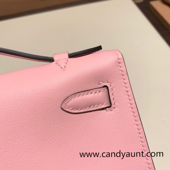 Hermes Kelly pochette swift 3Q/ Rose Sakura Gold Hardware Pochette--052 Hermes Kelly pochette swift 3Q/ Rose Sakura Gold Hardware Pochette--052