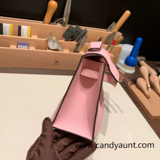 Hermes Kelly pochette swift 3Q/ Rose Sakura Gold Hardware Pochette--052 Hermes Kelly pochette swift 3Q/ Rose Sakura Gold Hardware Pochette--052