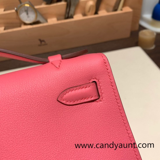 Hermes Kelly pochette swift 8W /Rose Azalee Gold Hardware Pochette--053 Hermes Kelly pochette swift 8W /Rose Azalee Gold Hardware Pochette--053